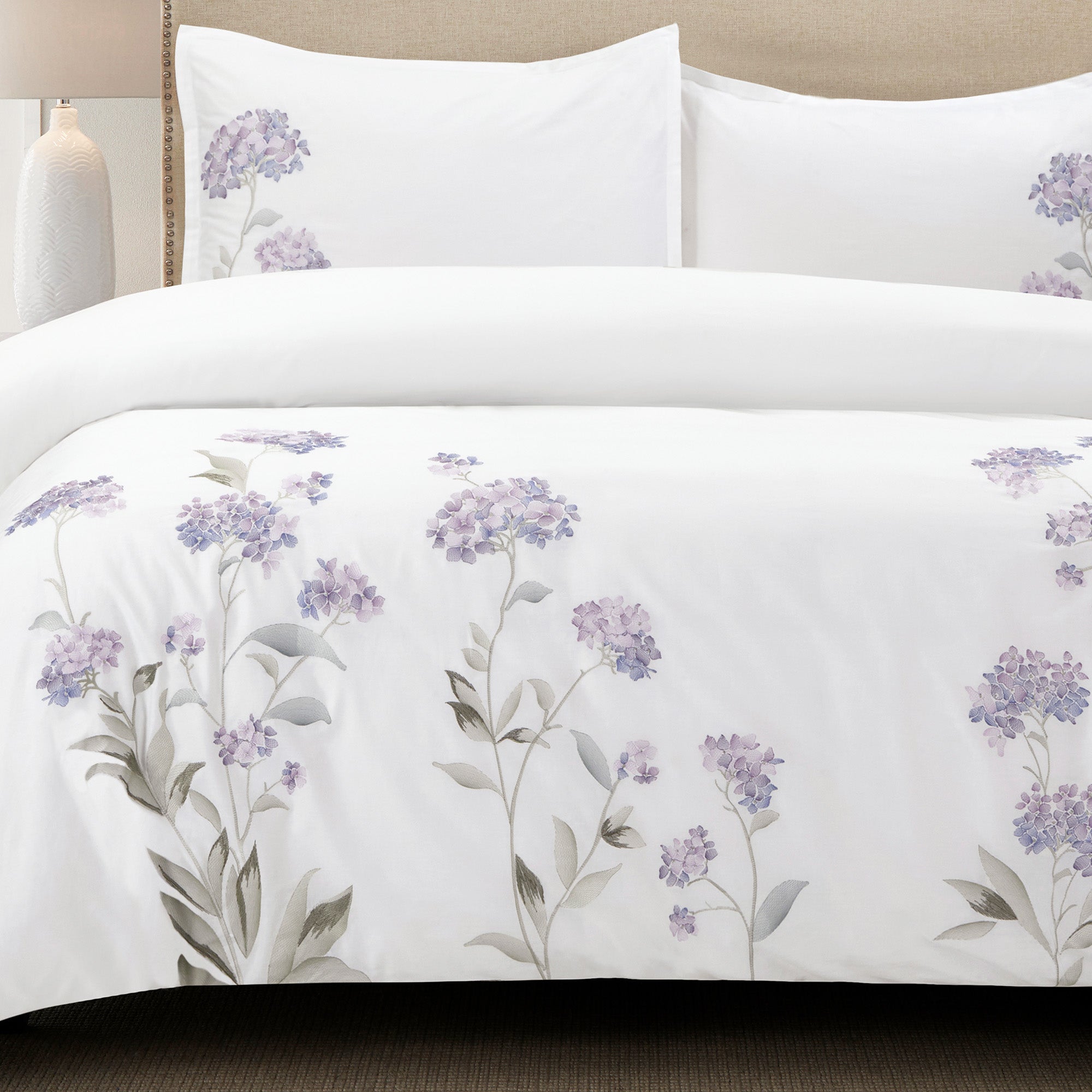 Hydrangea 100% Cotton Embroidered Duvet Set