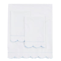 Scallop Frame Embroidered Percale Cotton Sheet Set