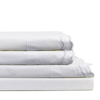 Double Scallop Embroidered Percale Sheet Set