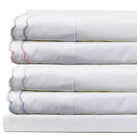 Double Scallop Embroidered Percale Sheet Set