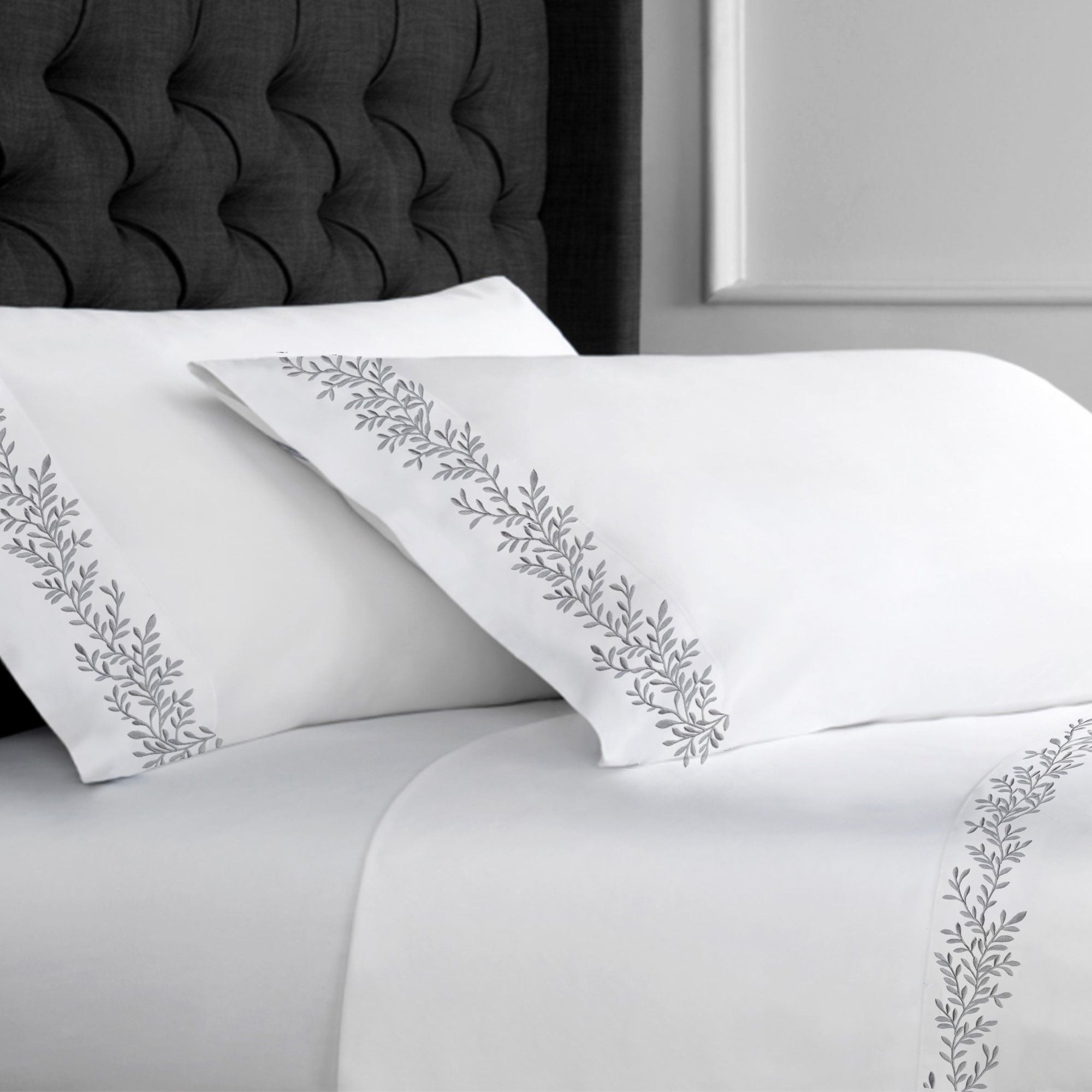 600 Thread Count Floral Vine Embroidered Sheet Set