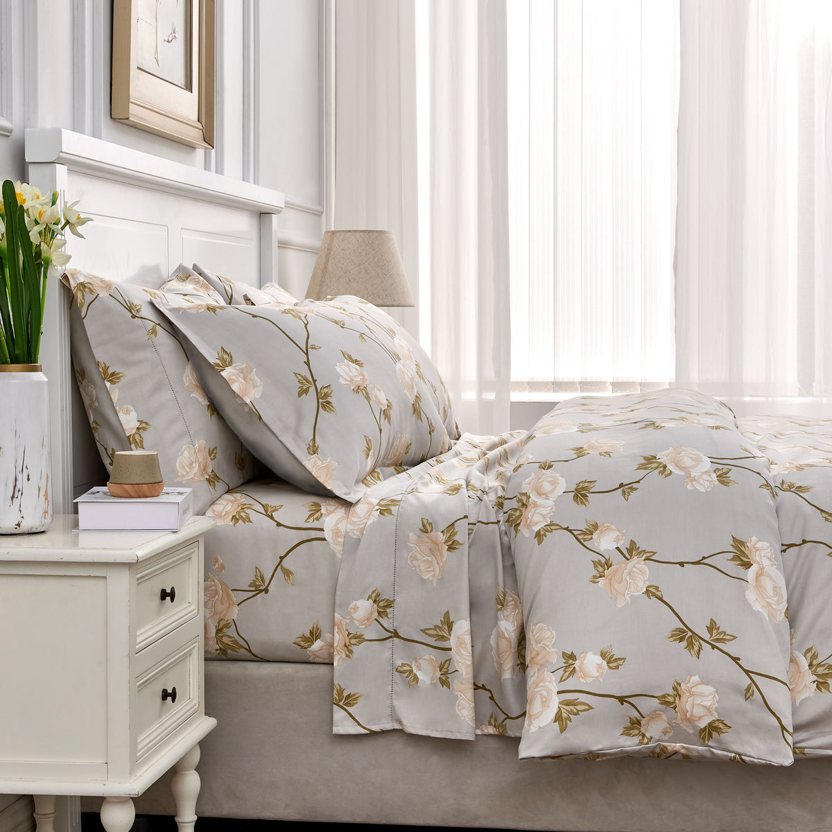 Alabaster Rose Printed Bedding