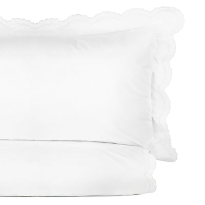 Double Scallop Embroidered Percale Duvet Set