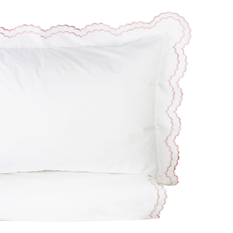 Double Scallop Embroidered Percale Duvet Set