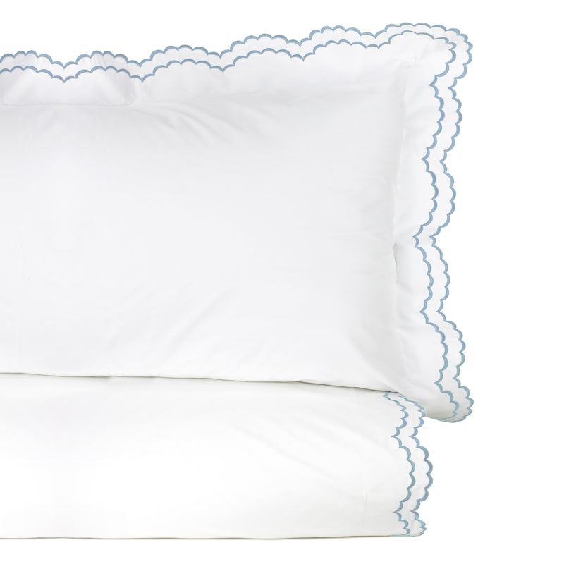 Double Scallop Embroidered Percale Duvet Set