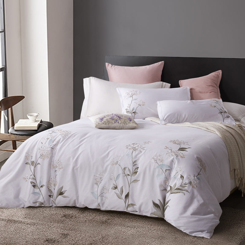 Hydrangea 100% Cotton Embroidered Duvet Set