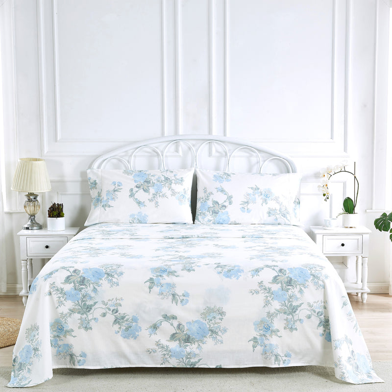 Jardin De Rose Printed Cotton Percale Sheet Set