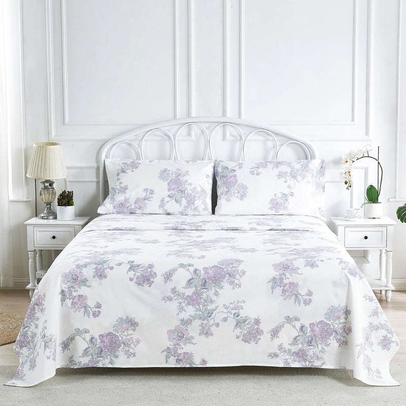 Jardin De Rose Printed Cotton Percale Sheet Set