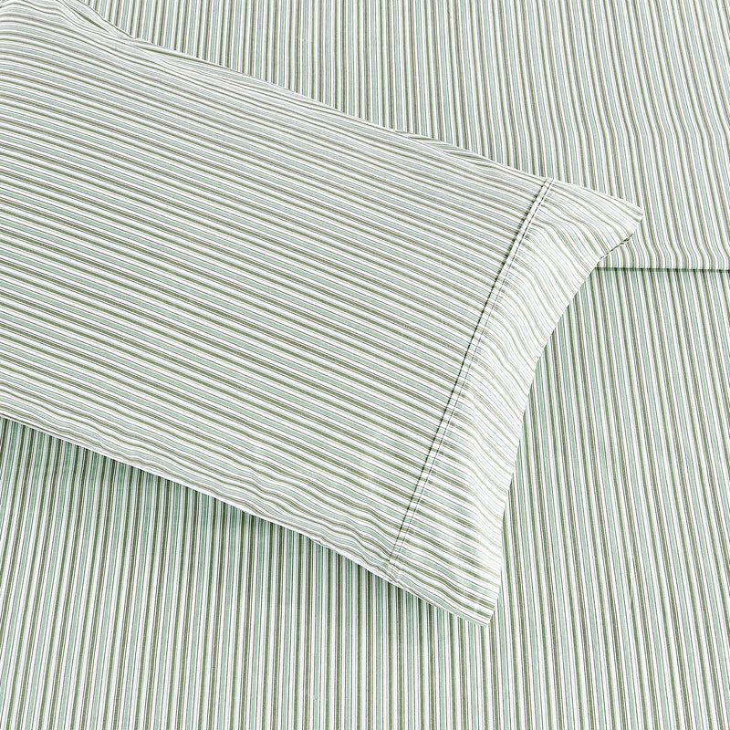 Shirt Stripes Printed Cotton Percale Sheet Set