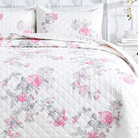 Jardin De Rose Reversible Cotton Percale Quilt Set