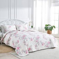 Jardin De Rose Reversible Cotton Percale Quilt Set