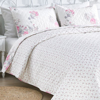 Jardin De Rose Reversible Cotton Percale Quilt Set