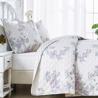 Jardin De Rose Reversible Cotton Percale Quilt Set