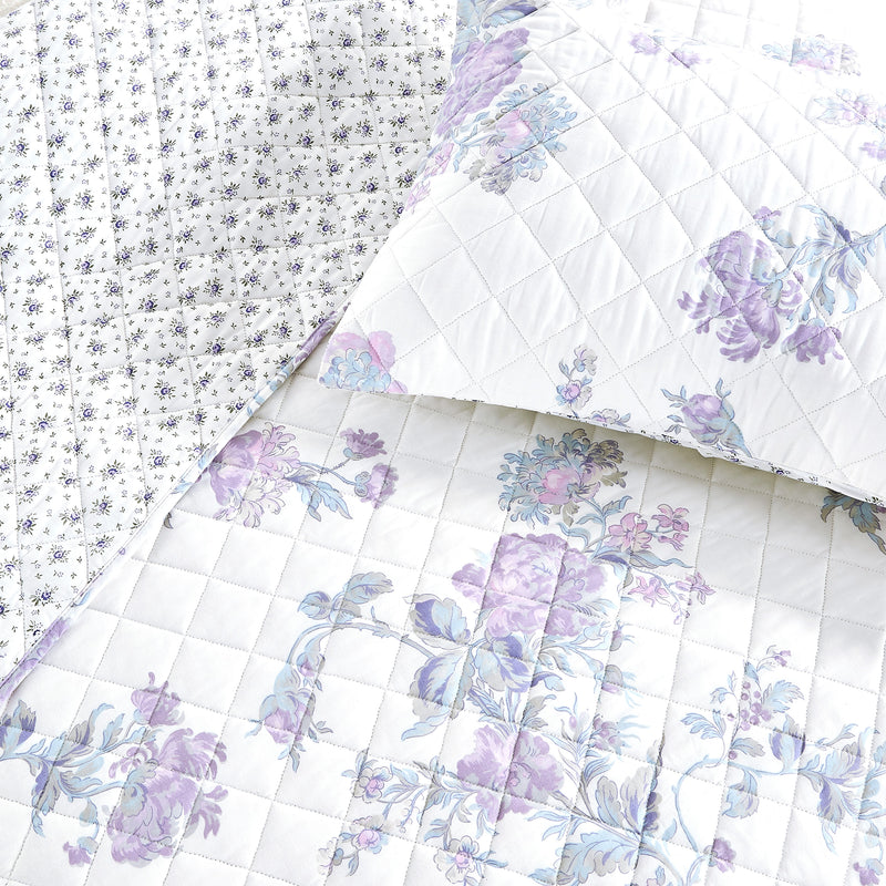 Jardin De Rose Reversible Cotton Percale Quilt Set