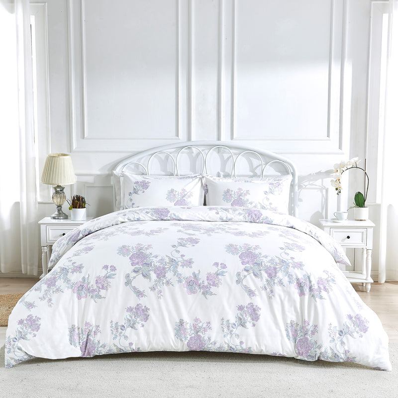 Jardin De Rose Printed Cotton Percale Duvet Set