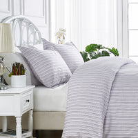 Shirt Stripes Printed Cotton Percale Duvet Set