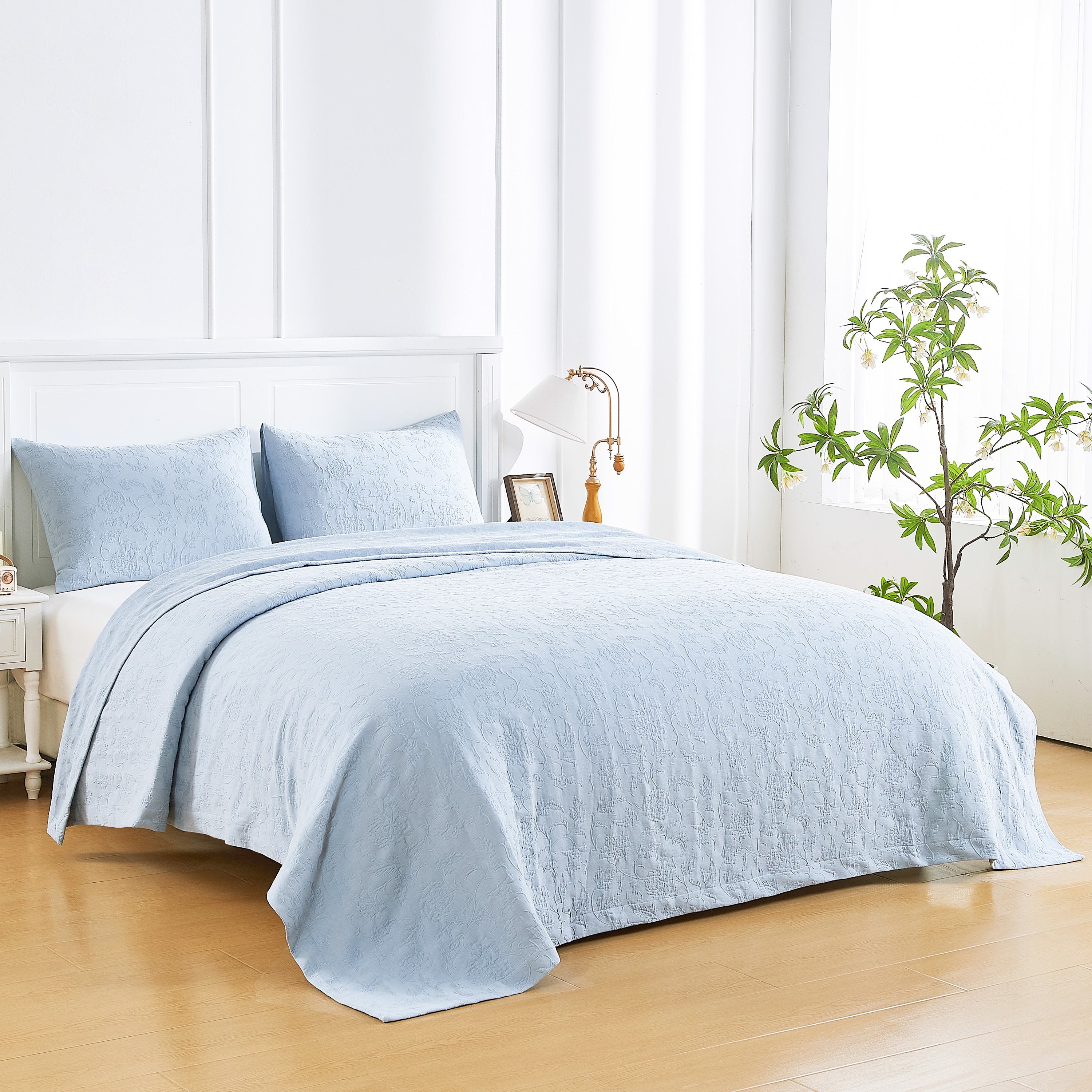 【THE MOZZ】[Premium] Whole Garment Linen Wool Sophie Set-Up Sophia Cotton Matelassé Coverlet Set – Laytner's Linen & Home