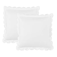 Scallop Frame Embroidered Cotton Percale Euro Sham Pair