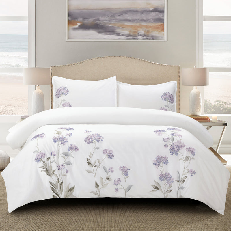 Hydrangea 100% Cotton Embroidered Duvet Set