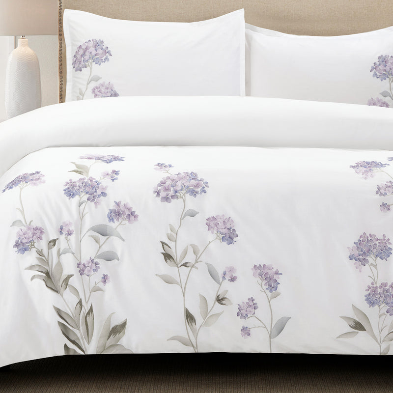 Hydrangea 100% Cotton Embroidered Duvet Set