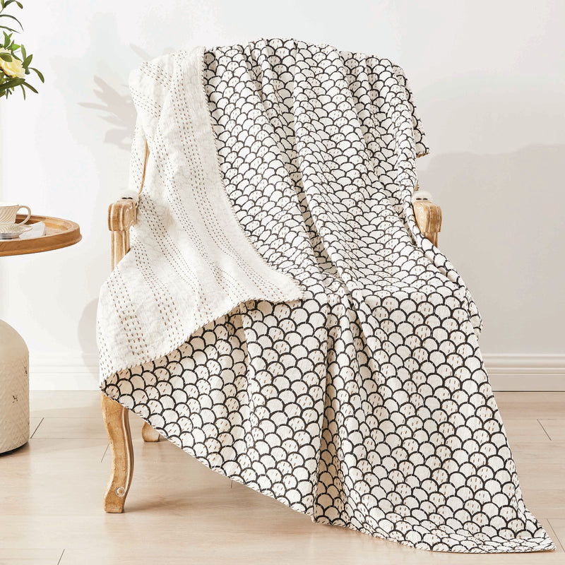 Hand Stitched Block Print Kantha Throws