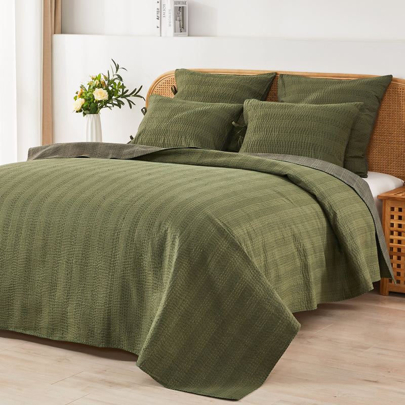 Hand Stitched Reversible Kantha Pillow Sham Pairs