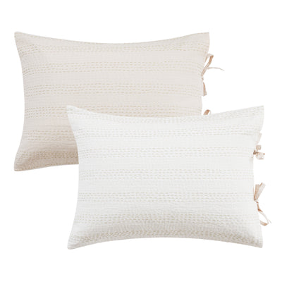 Hand Stitched Reversible Kantha Pillow Sham Pairs