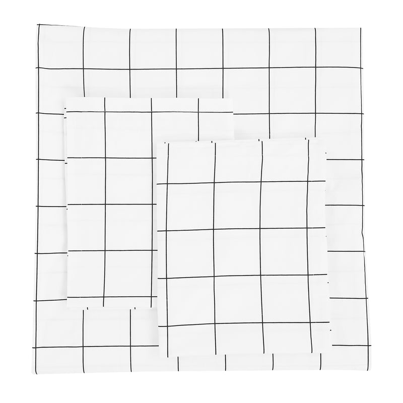 Grid Printed Cotton Percale Duvet Set