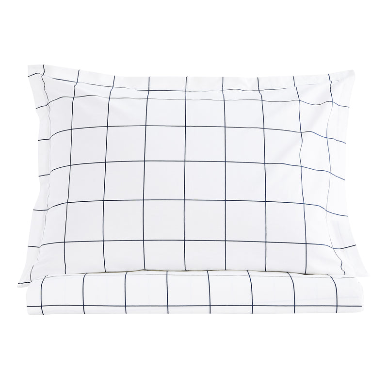 Grid Printed Cotton Percale Duvet Set