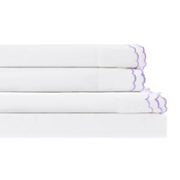 Double Scallop Embroidered Percale Sheet Set