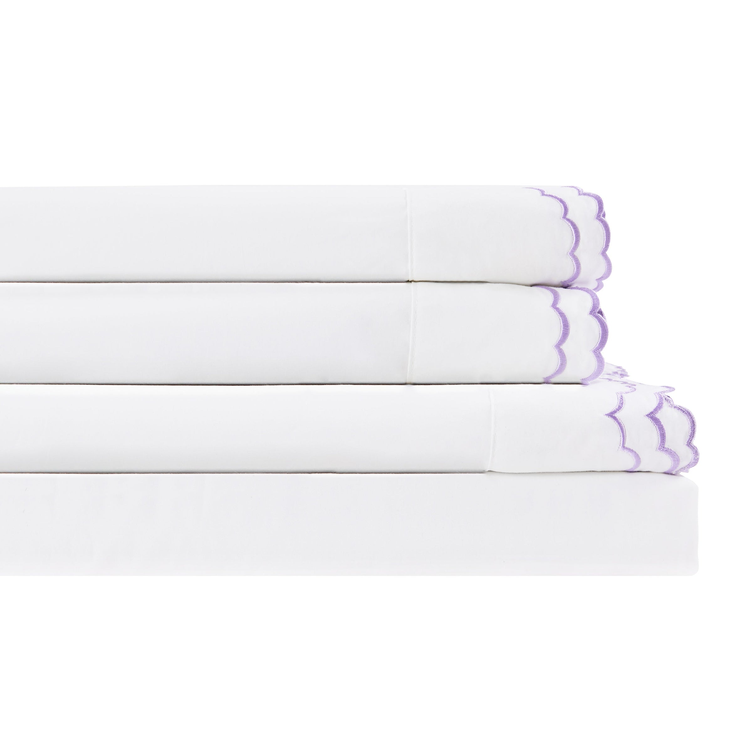 Double Scallop Embroidered Percale Sheet Set