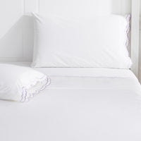 Double Scallop Embroidered Percale Sheet Set