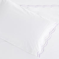 Double Scallop Embroidered Percale Sheet Set