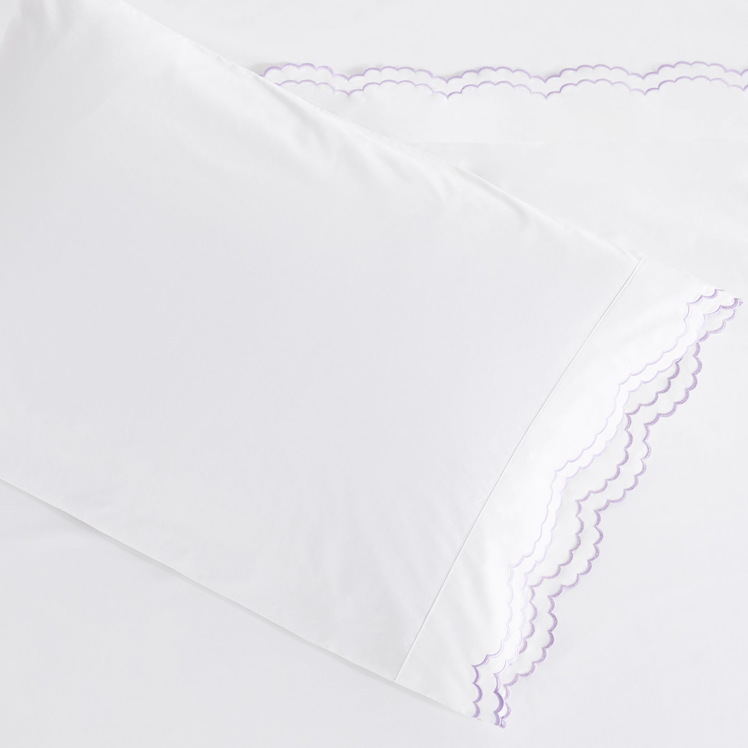 Double Scallop Embroidered Percale Sheet Set