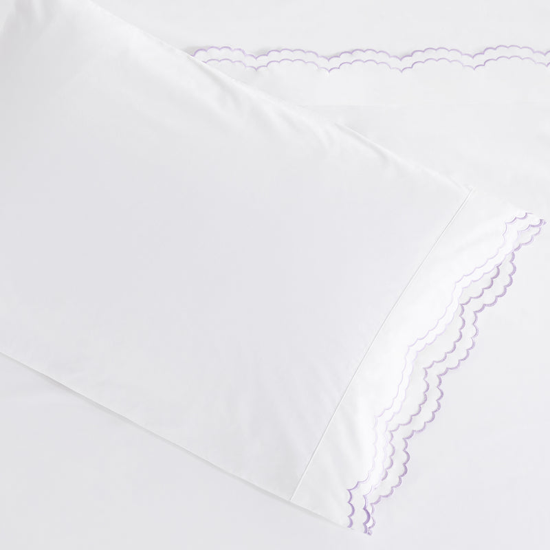 Double Scallop Embroidered Percale Pillowcase Pair