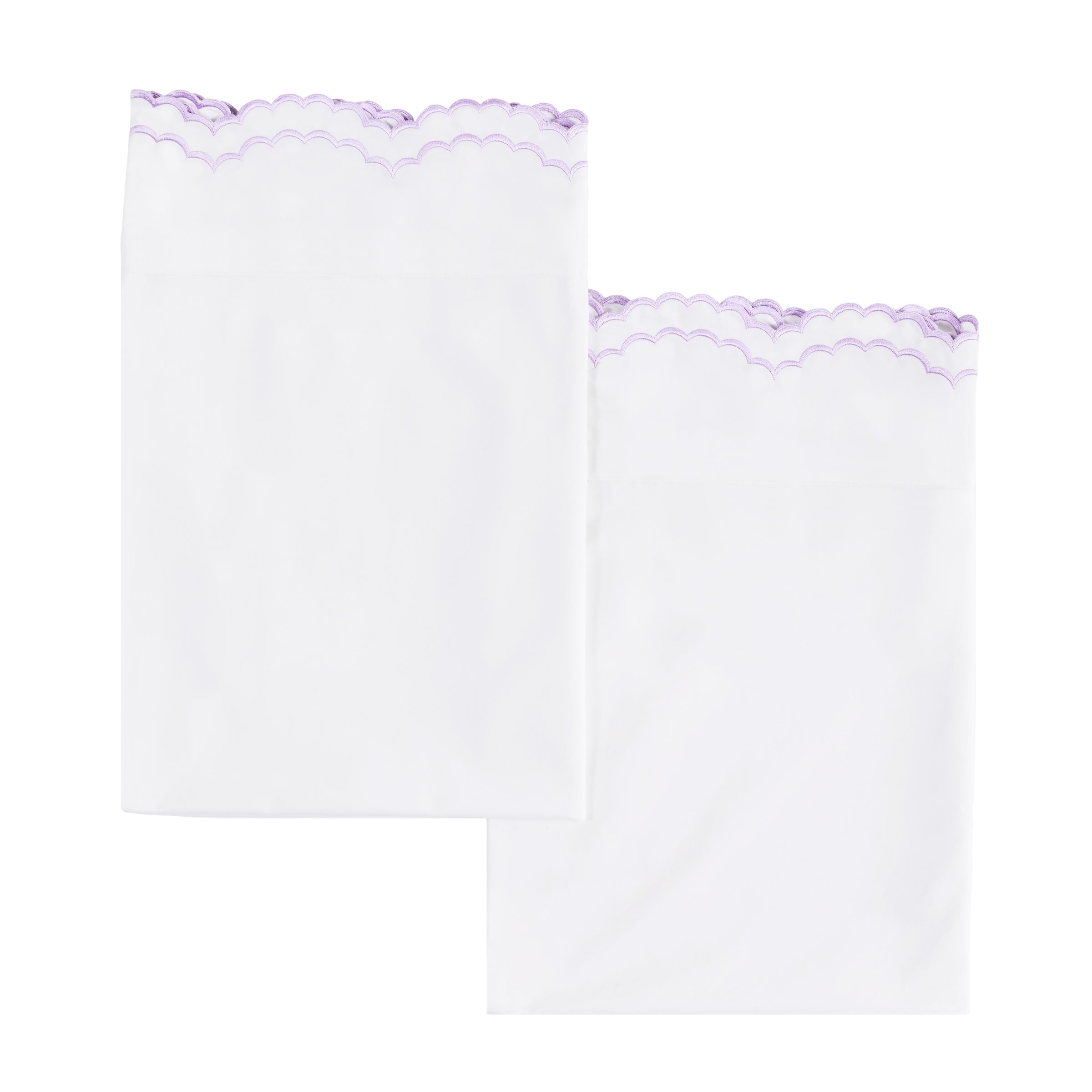 Double Scallop Embroidered Percale Pillowcase Pair