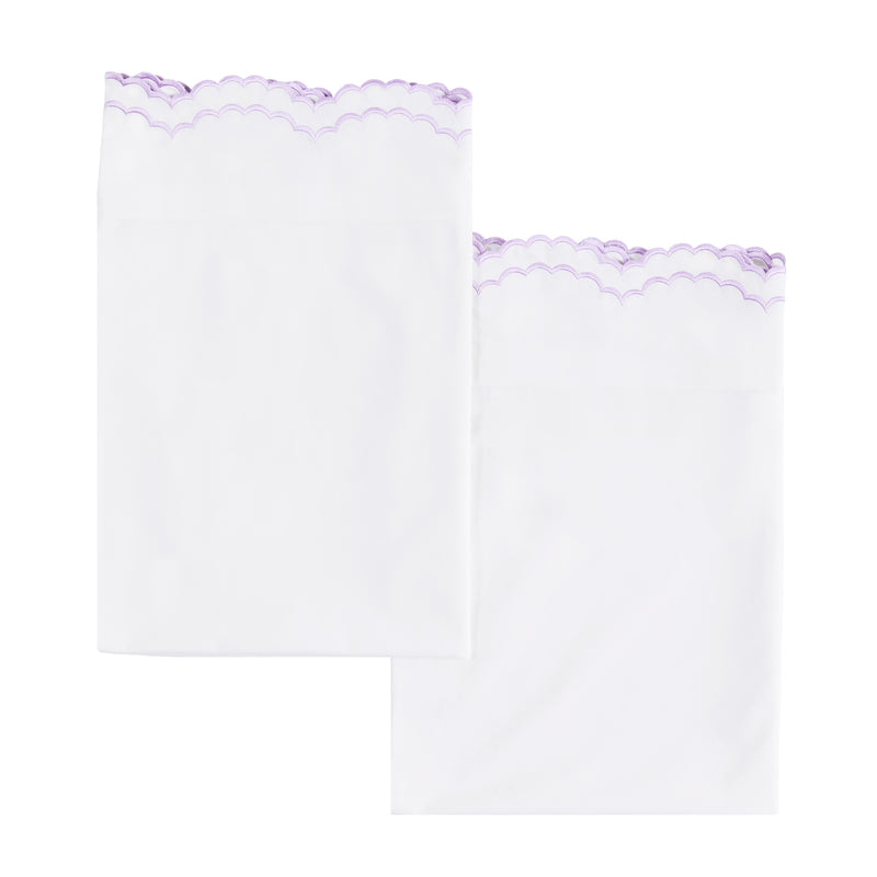 Double Scallop Embroidered Percale Pillowcase Pair