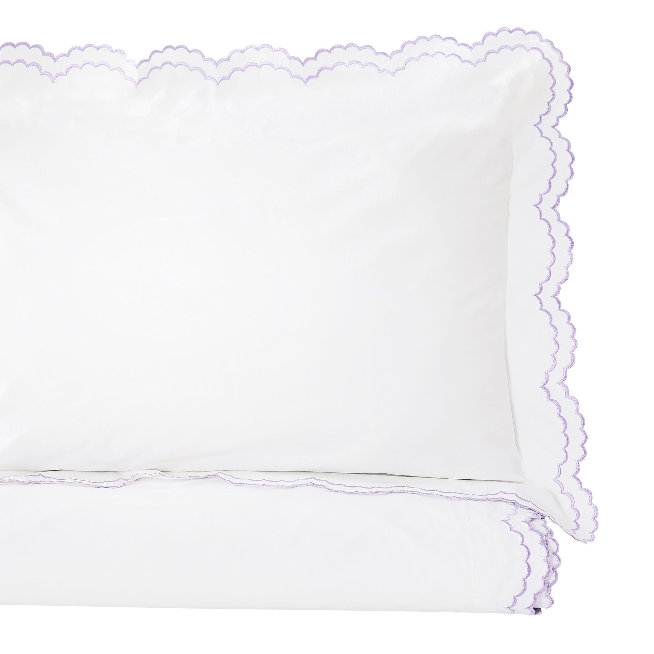Double Scallop Embroidered Percale Duvet Set