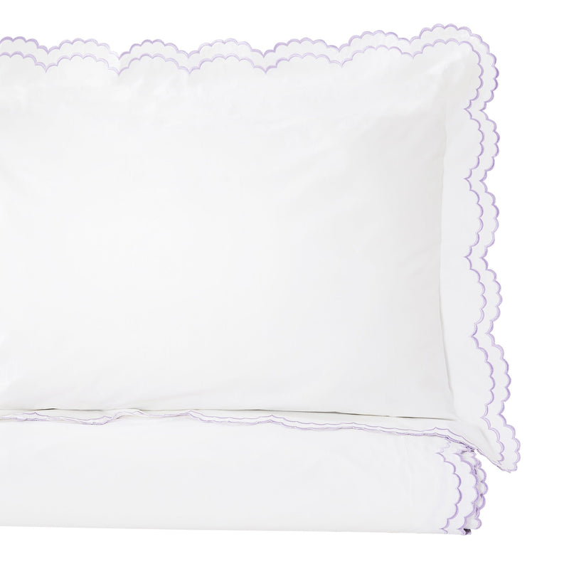 Double Scallop Embroidered Percale Duvet Set
