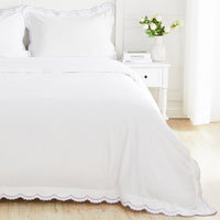 Double Scallop Embroidered Percale Duvet Set