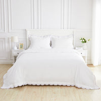 Double Scallop Embroidered Percale Duvet Set