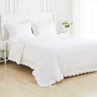 Double Scallop Embroidered Percale Duvet Set