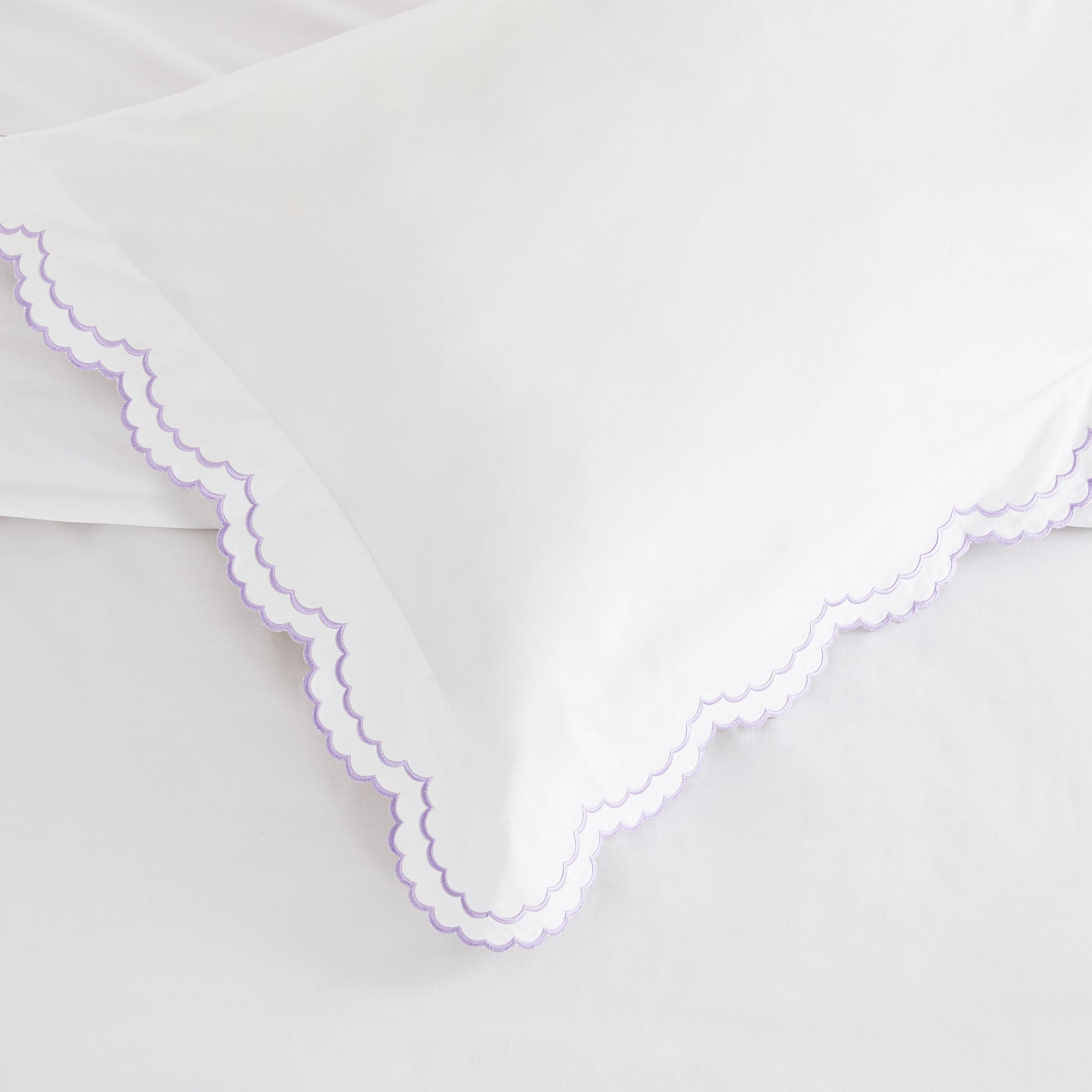 Double Scallop Embroidered Percale Duvet Set