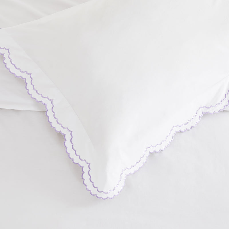 Double Scallop Embroidered Percale Duvet Set
