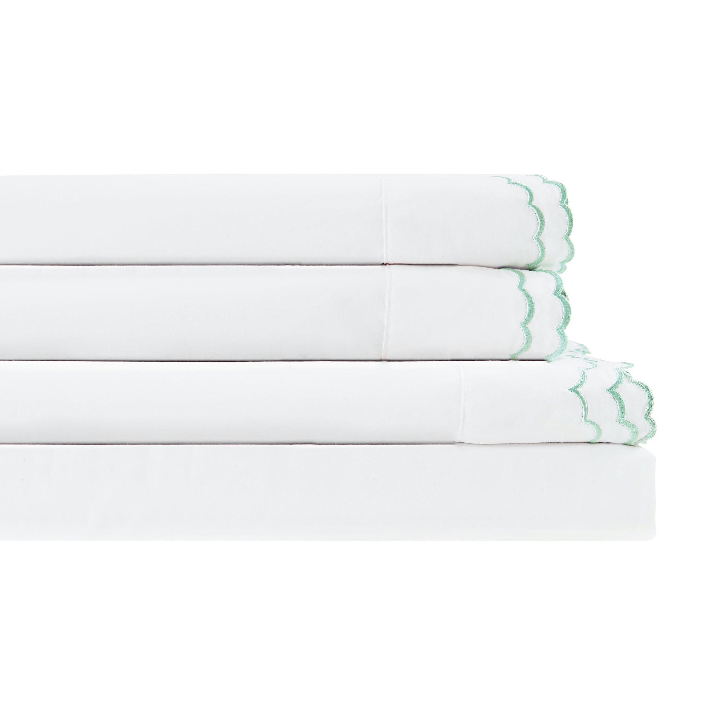Double Scallop Embroidered Percale Sheet Set