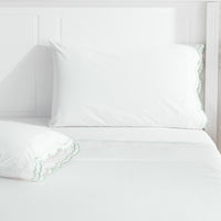 Double Scallop Embroidered Percale Sheet Set