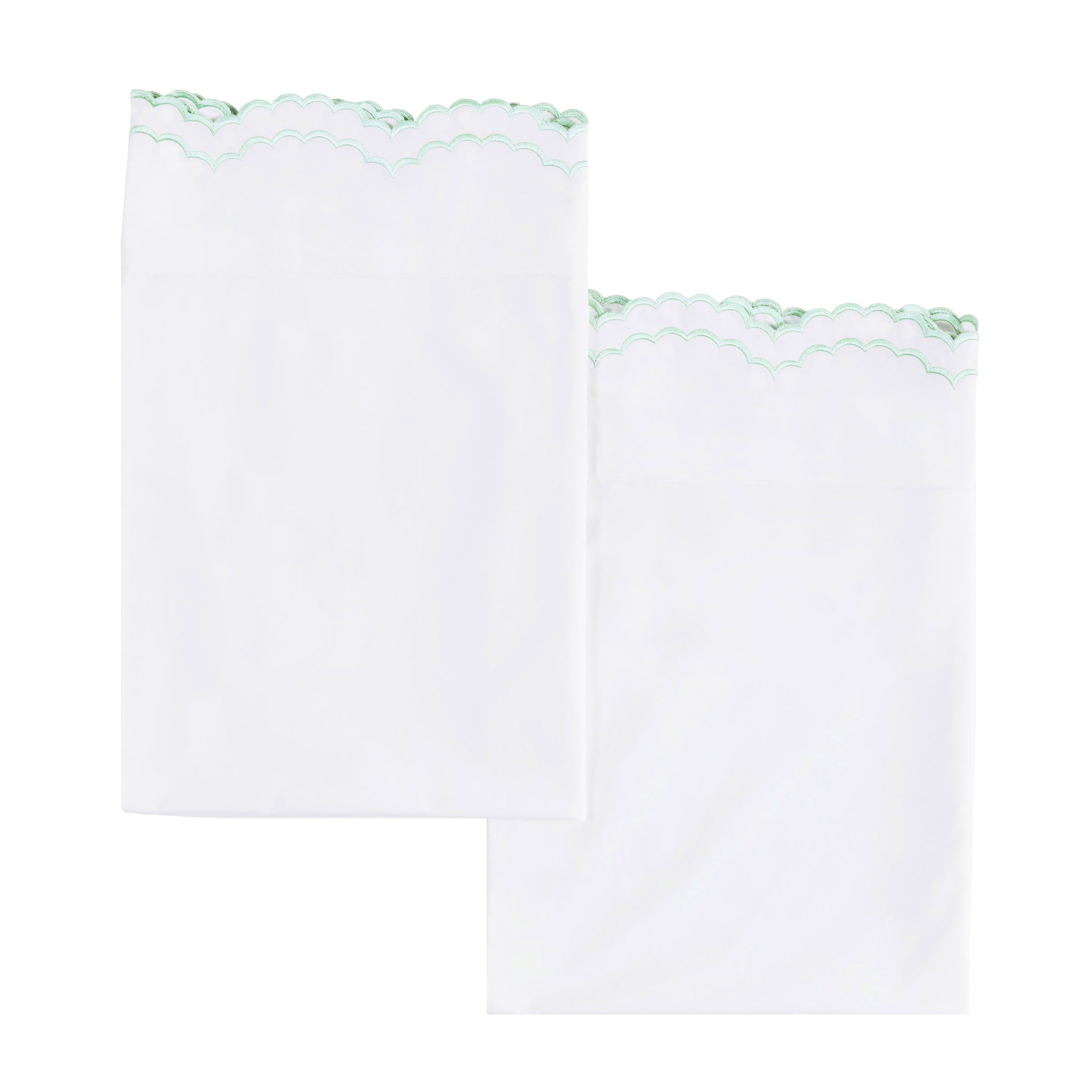 Double Scallop Embroidered Percale Pillowcase Pair