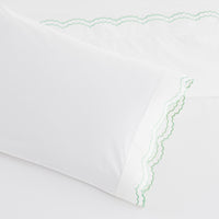 Double Scallop Embroidered Percale Sheet Set