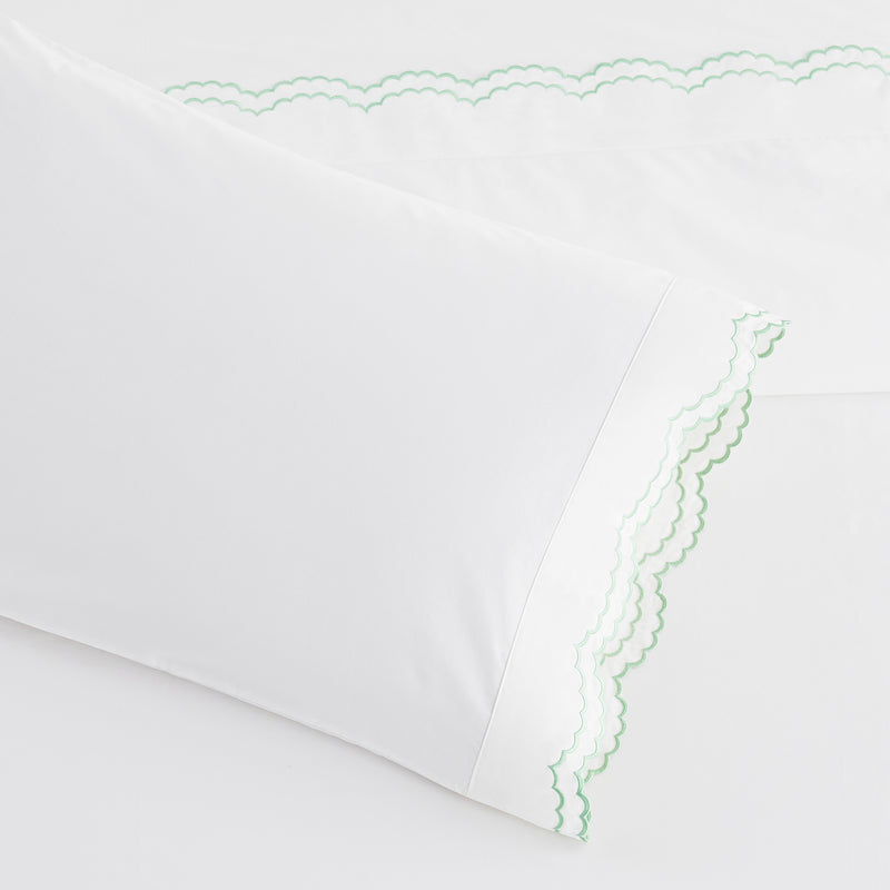 Double Scallop Embroidered Percale Pillowcase Pair