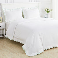 Double Scallop Embroidered Percale Duvet Set